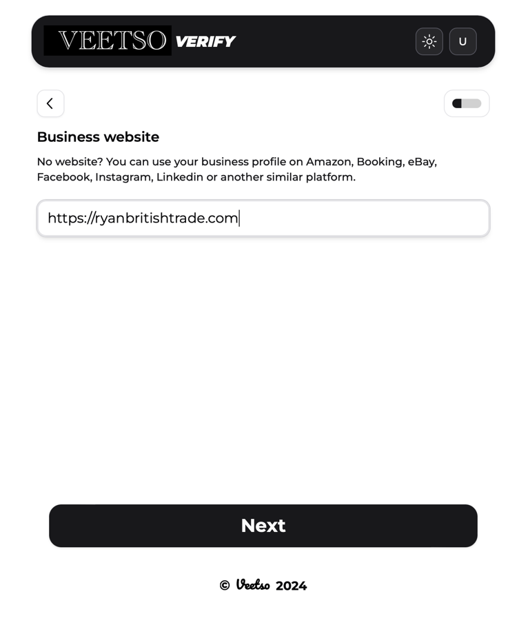 Veetso business size form
