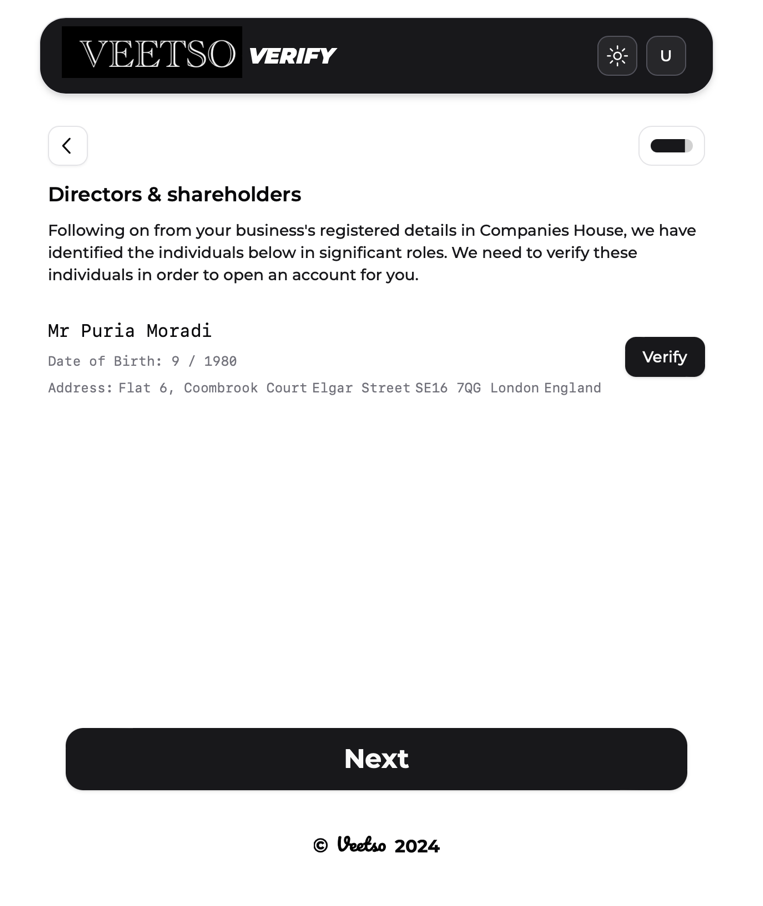 Veetso document upload screen