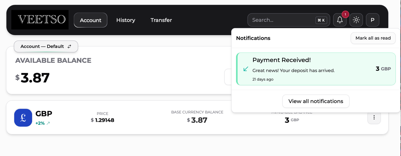 Veetso open banking payment request creation