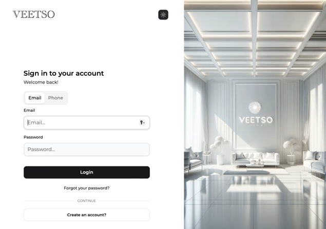 Veetso registration screen